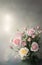 close-up shot of a selection of vibrant flowers and lush greenery against a bright background