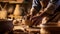 Close-up shot of a skilled artisan crafting a handmade piece of pottery