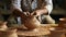 Close-up shot of a skilled artisan crafting a handmade piece of pottery