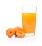 Close-up shot sliced orange apricot with juice