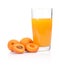 Close-up shot sliced orange apricot with juice