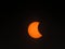 Close-up shot of solar eclipse on black background seen from the Shady Grove Baptist Church, Belton