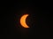 Close-up shot of solar eclipse on black background seen from the Shady Grove Baptist Church, Belton