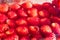 Close up shot of some boxes of strawberries.Natural strawberry farm garden