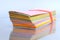 Close up shot of stack of color papers