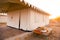 Close up shot of swiss tents in jaisalmer desert