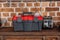 close-up shot of toolbox standing on kitchen table with toaster in front of