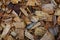 Close up shot of wet or moist wood chips