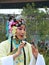 Close up shot of a woman dress up in traditional in Taipei International Flora Exposition