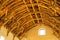 Close up shot of a wooden structure ceiling in the beautiful Stirling Castle