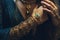 A close-up shot of a young model\\\'s hands adorned with fashionable jewelry.