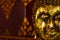 Close up of side face of grunge golden Buddha statue. Symbol of religion buddhism  spirituality asian culture  traditional.