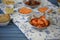 Close up side view of a dinner table with small dishes of Chinese food