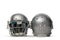 Close up of silver colored sports helmets