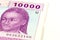 Close-up of a single 10000 central african CFA franc bank note