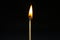 Close up Single matchstick burning isolated on black background