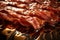 A close up of sizzling bacon