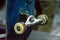 Close up skateboard parts