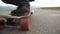 Close-up skateboarder boy riding outdoor