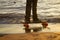 Close-up of the skateboarders feet