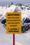 Close up at ski warning