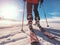 Close-up of a skier\\\'s legs