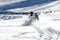 Close up of a skier while skiing on the mountain