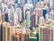 Close-up of the skyscrapers of Hong Kong seen from the Peak