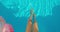 Close-up of slender female legs against the blue water by the pool on a hot summer day, under the sun. The girl dangles