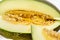 Close-up of sliced Santa Claus melon