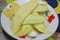 Close-up, sliced â€‹â€‹mango, Asian seasonal fruit plate