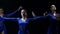 Close-up slow motion of fantastic ballerinas dancing elements of ballet.