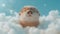 A close up of a small animal in the clouds, AI