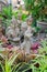 Close up of small budha statues in a backyard of a house at Chiang Mai, Thailand