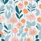 A close-up of a small pastel lilies pattern background with white flowers. AI-Generated.