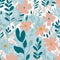 A close-up of a small pastel lilies pattern background with white flowers. AI-Generated.