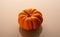 Close up small pumpkin on a shiny bottom