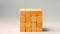 Close up of small wooden block cubes on the ground.