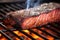 close-up of smoked beef brisket on a grill