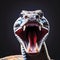 Close-up of a snake opening its mouth wide, front view, made with generative ai