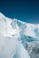 A close-up of snow-covered cracks in the Elbrus volcano glacier. North Caucasus