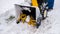 Close-up of the snowthrower ready for cleaning the snow in the winter after a snowstorm
