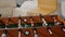 Close up of soccer game on foosball table to have fun with play