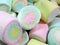 Close-up Soft Pastel Colored Puffy Marshmallows