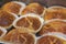 Close-up of some muffins on the baking sheet