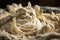 close-up of sourdough starter, swirling masses of yeast and bacteria