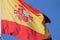 Close up of Spanish flag with coat of arms