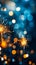 Close-up Sparkling Firework with Golden Sparks and Blue Bokeh Background Celebrating Festive Event and Excitement