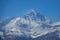 CLOSE UP: Spectacular shot of windswept summit of Mount Everest from Gawula Pass