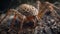 a close up of a spider on a rock with a blurry background